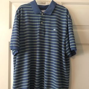 Men’s Southern Tide XL Polo style striped shirt blue with small green stripes